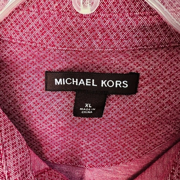 MICHAEL Kors Men's Logo Stretch Cotton Shirt Red Size XL - Picture 5 of 8